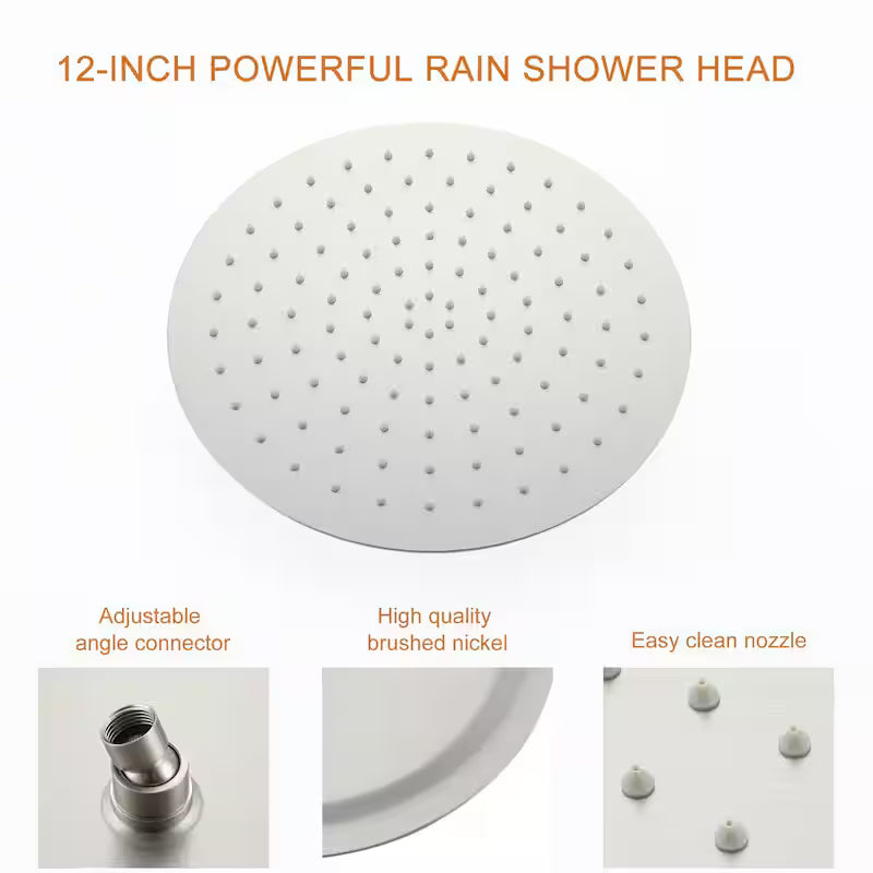 Wall Mount Dual Shower Heads with Valve in Brushed Nickel A5016