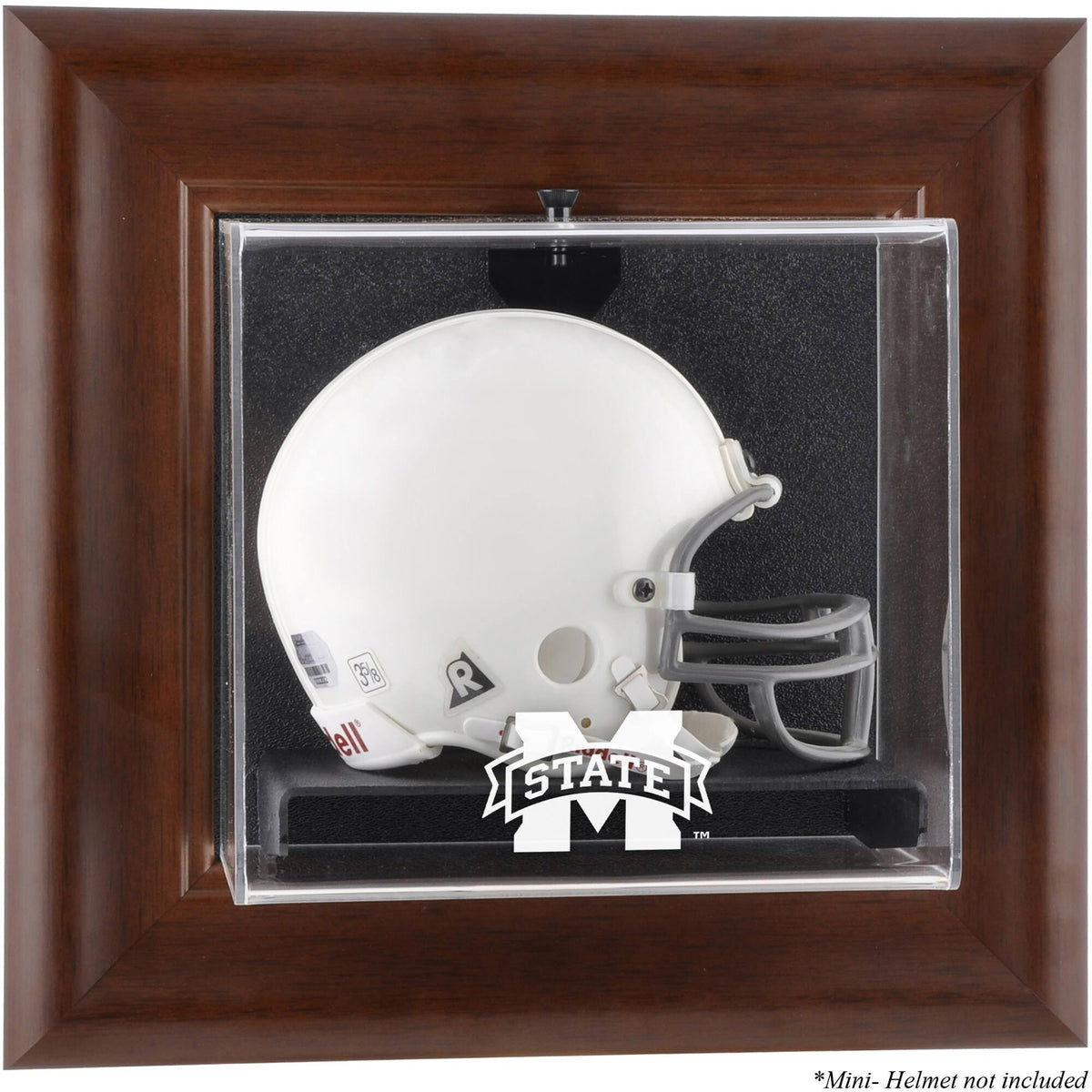 Brown Framed Wall-Mountable Mini Helmet Display Case J49379