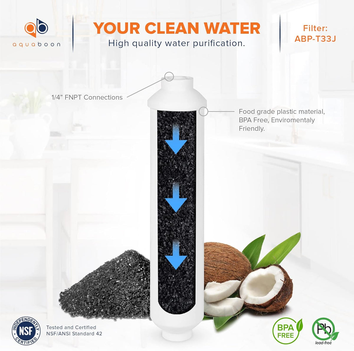12-Pack Clear Coconut GAC Polishing Water Filter Cartridge for Reverse Osmosis System C901734