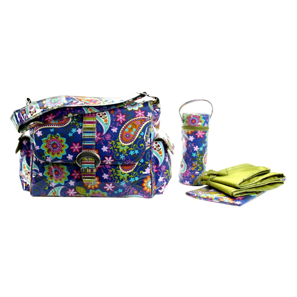 Cobalt Paisley Laminated Buckle Diaper Bag E21535
