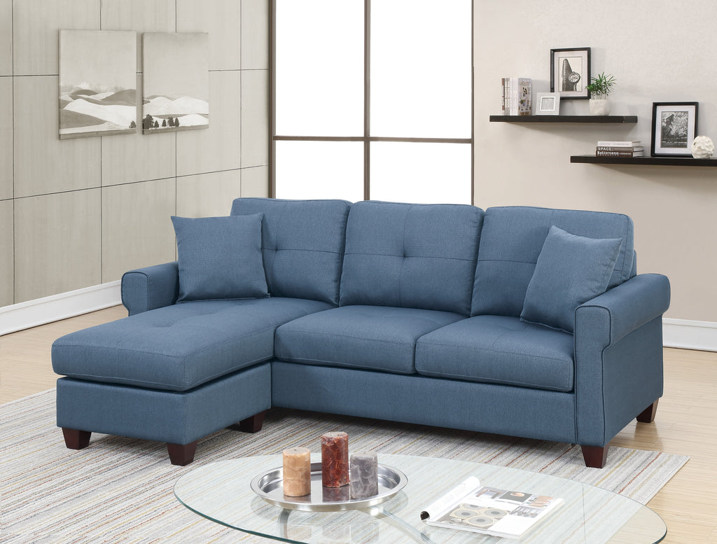 Blue Reversible Sectional Sofa Chaise A2051