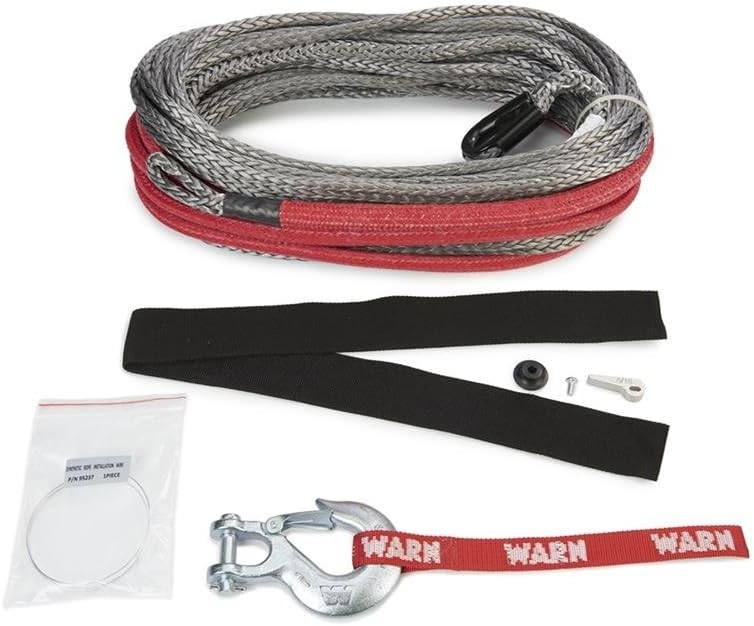 Synthetic Winch Cable Rope with Loop Ends: 3/8 Diameter x 80' Length, 8.25 Ton Capacity G8961