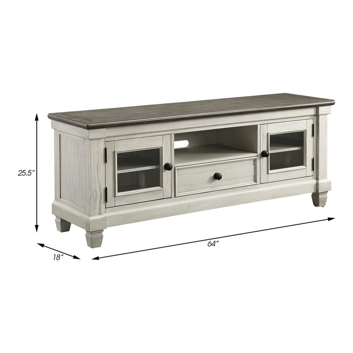 Antique White and Rosy Brown Wood TV Stand X48535
