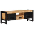 Wood TV Cabinet with Doors Drawer and Iron Legs O1406