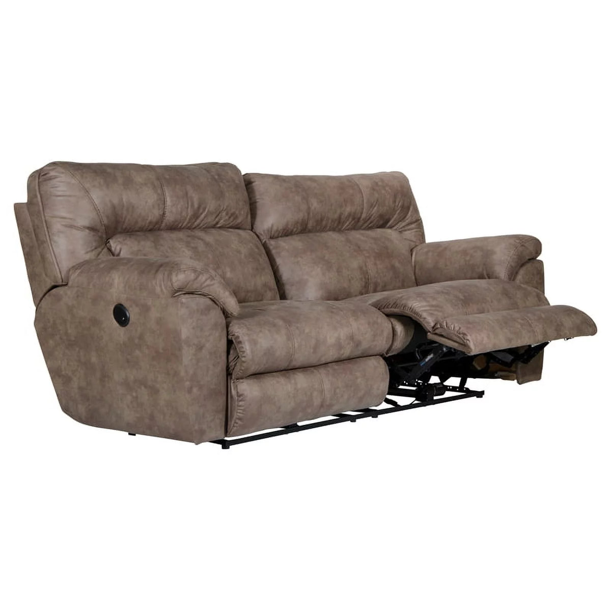 Brown Polyester Power Reclining Sofa V2566
