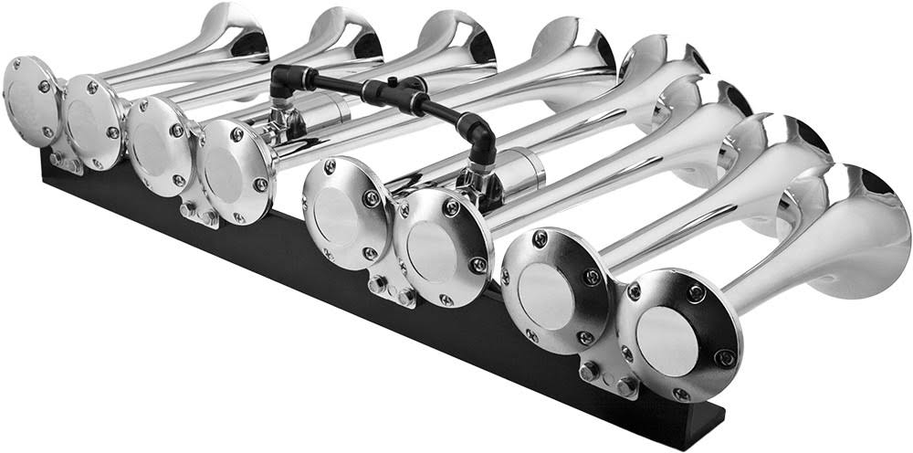 8 Air Horn Chrome Plated Trumpets W3278