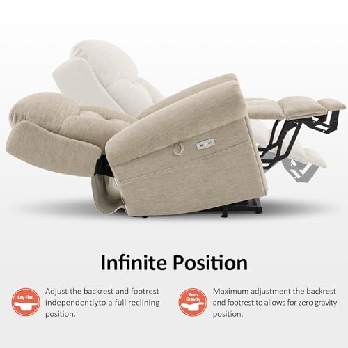 Triple Motor Power Lift Recliner Chair with Massage and Heating, Fabric A1091