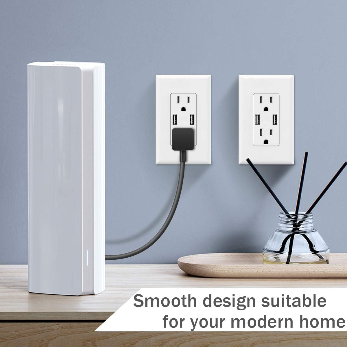 White 15 Amp Tamper Resistant Duplex Receptacle USB Wall Outlet, Pack of 2 I7130