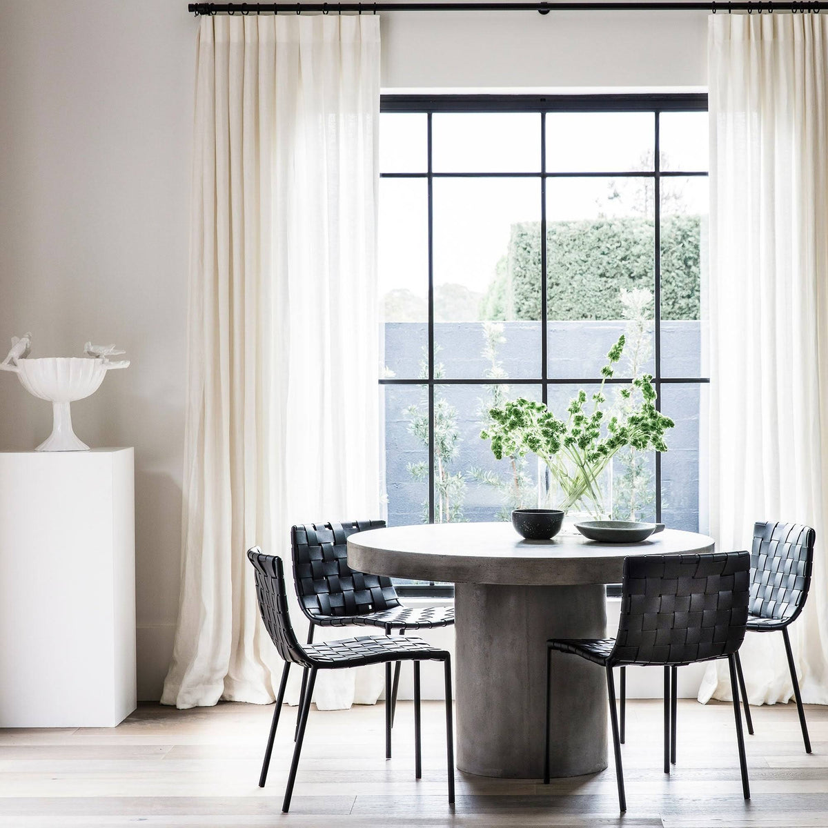 Black Leather Weave Dining Chair J973