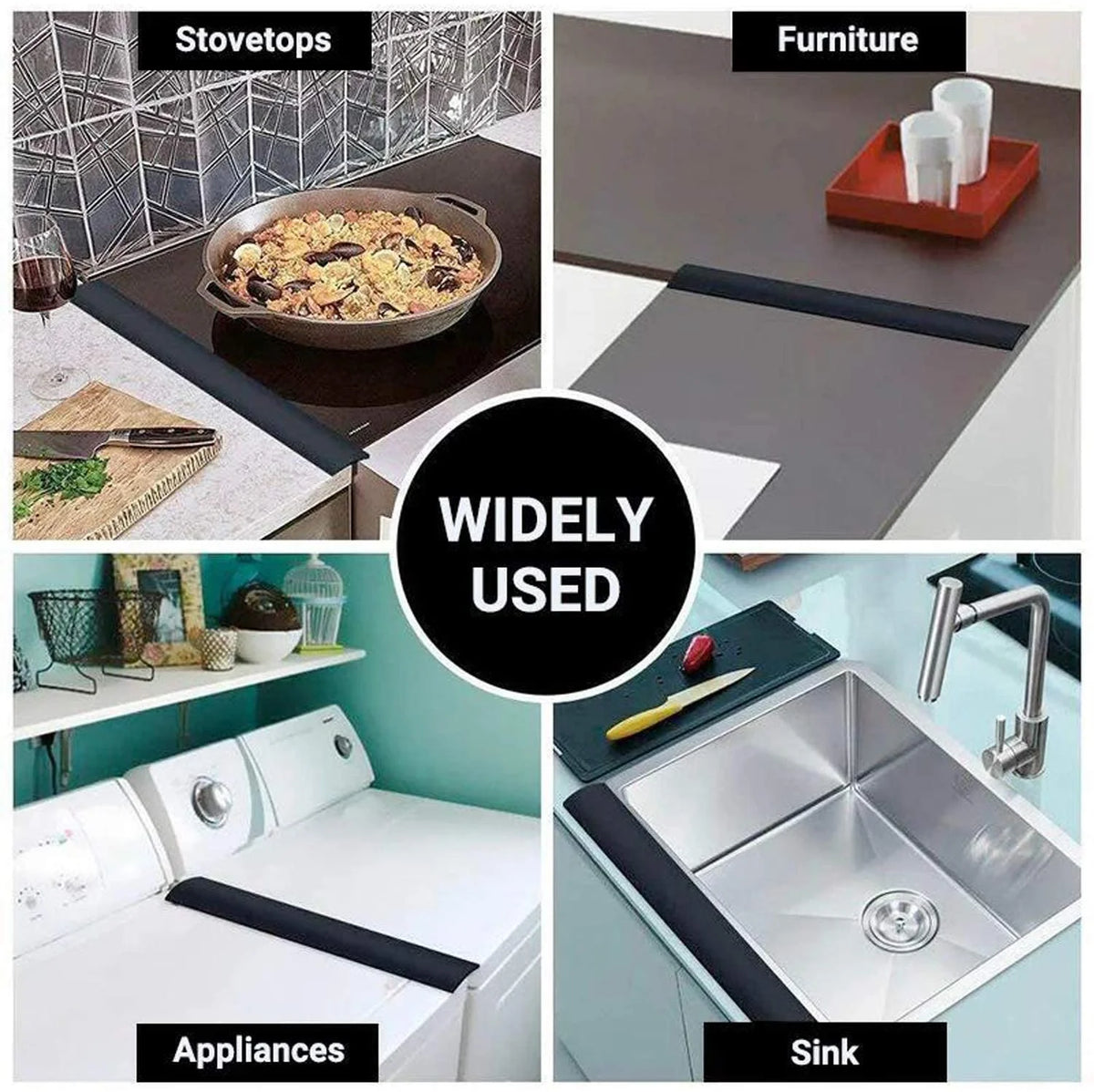 Silicone Stove Gap Covers (2 Pack, 21 Inches, Black) Y85851