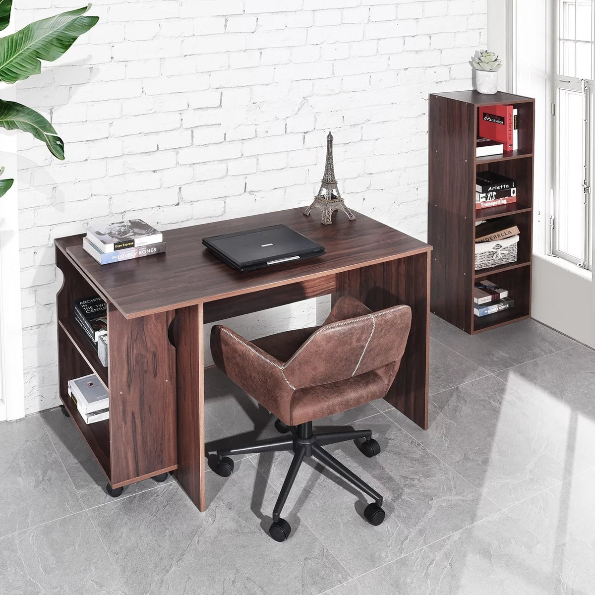 47.4" L Computer Desk with Movable Bookcase N25677