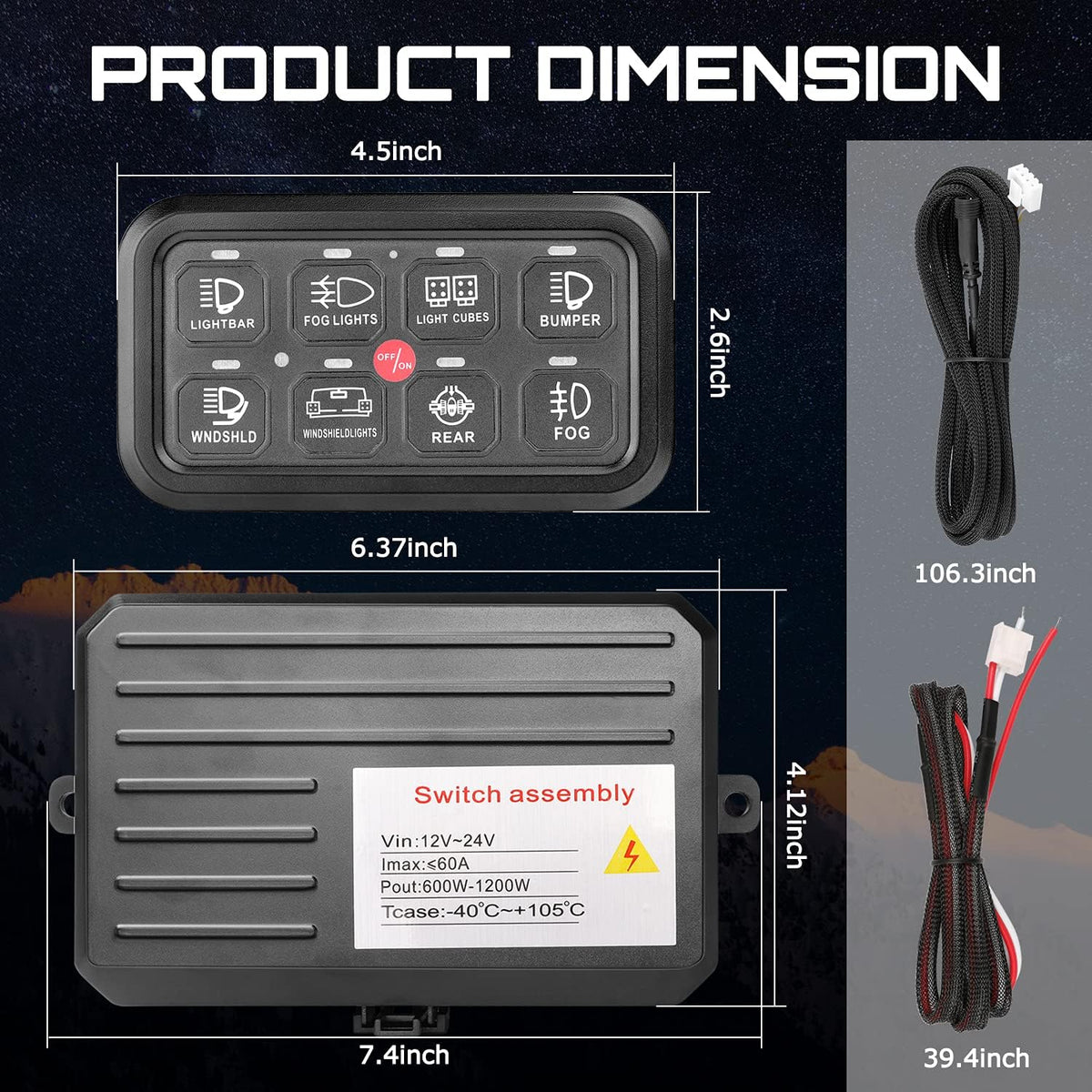 8 Gang LED Switch Panel with Label Stickers C2251