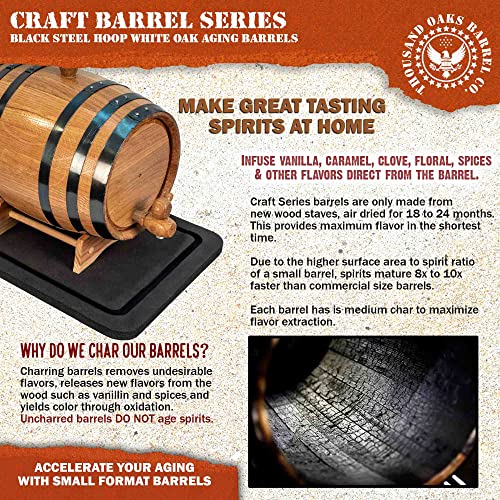 2 Liter Oak Aging Barrel with Wood Stand, Bung & Spigot G850