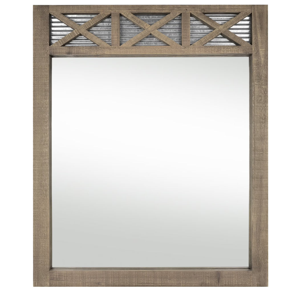 Rustic Farmhouse Mirror with Galvanized Metal – 28" x 34" O1458