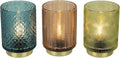 Set of 3 Textured Glass LED Candle Lights, Multicolor Z378