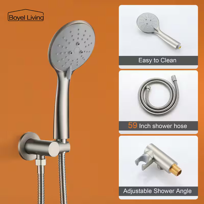 Wall Mount Dual Shower Heads with Valve in Brushed Nickel A5016