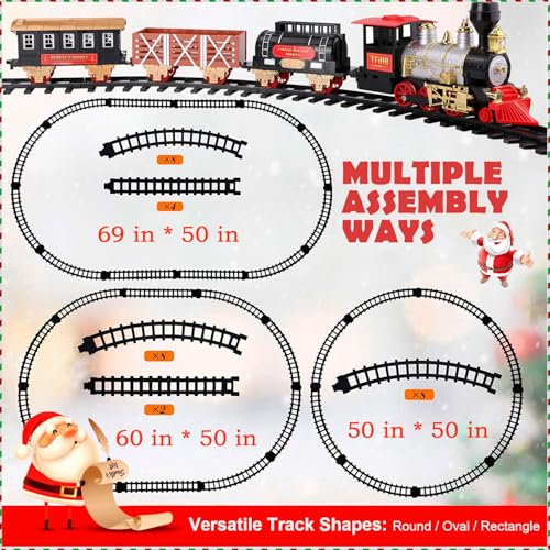 Large Train Cars Christmas Train Set with Real Smoke, Lights and Sounds C858