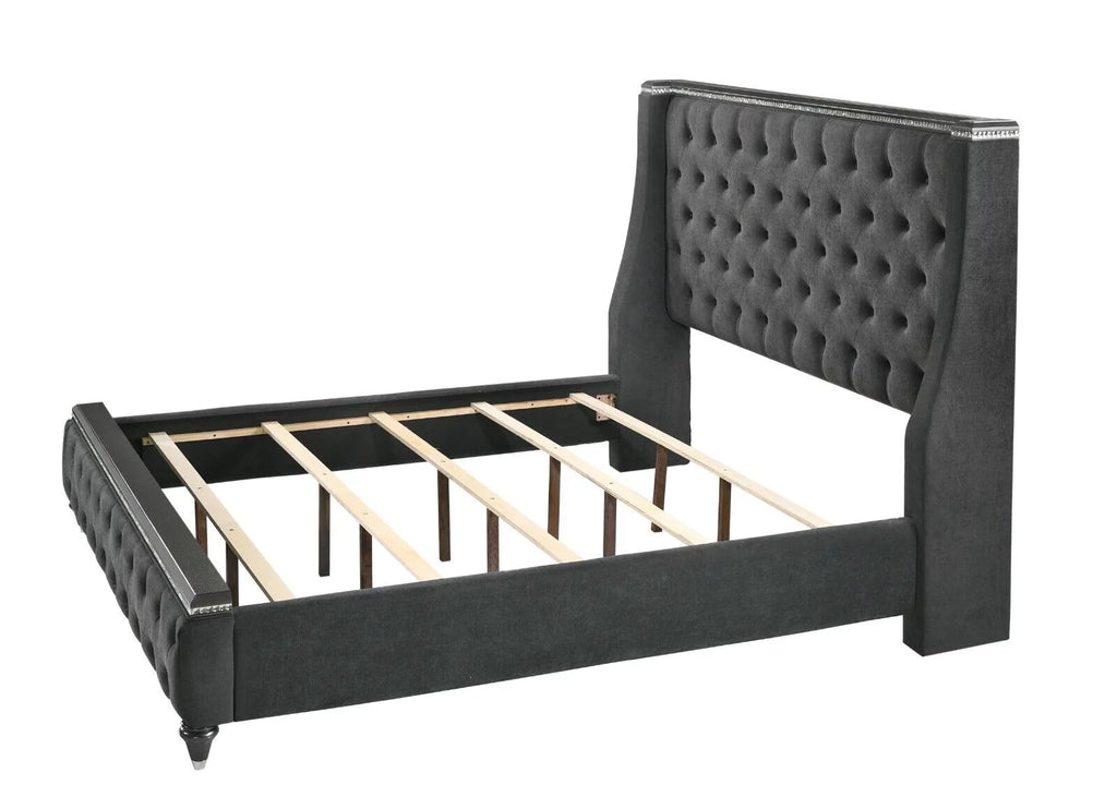 5pc Queen Size Grey Upholstered Bedroom Set O45536