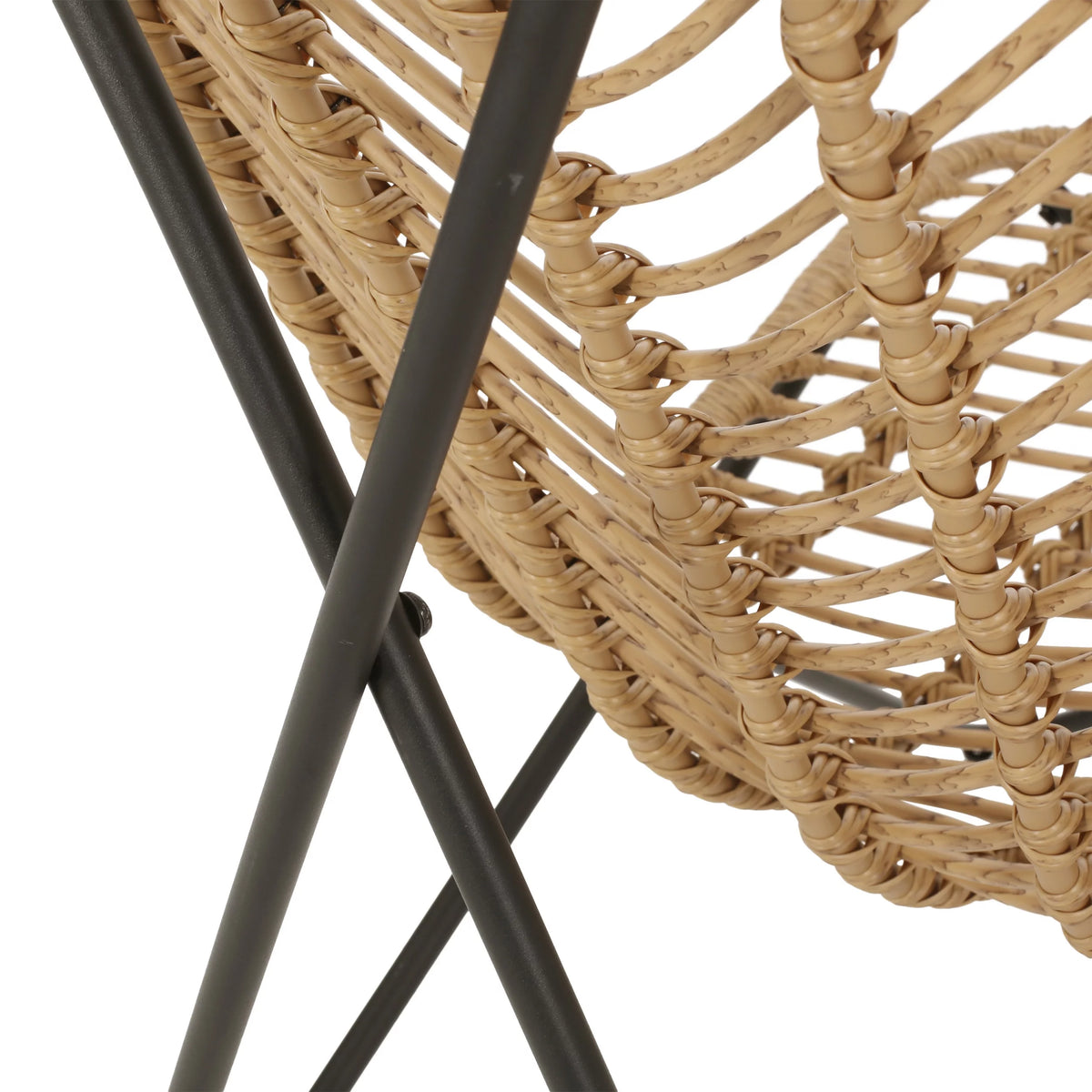 Wicker Outdoor Accent Chairs, Set of 2, Light Brown and Black P211832