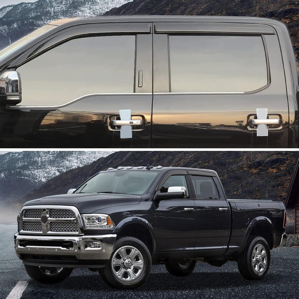 4-Piece Side Window Deflectors Rain Guards for Dodge Ram Crew Cab E8915