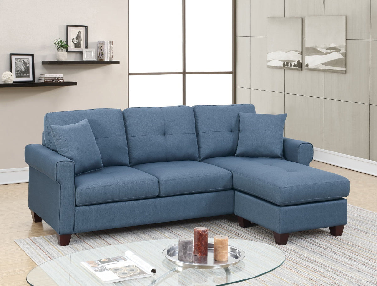 Blue Reversible Sectional Sofa Chaise A2051