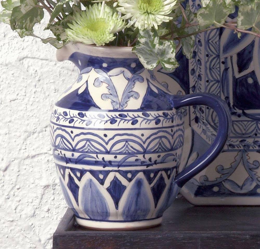 Terracotta Indigo Small Pitcher B1349