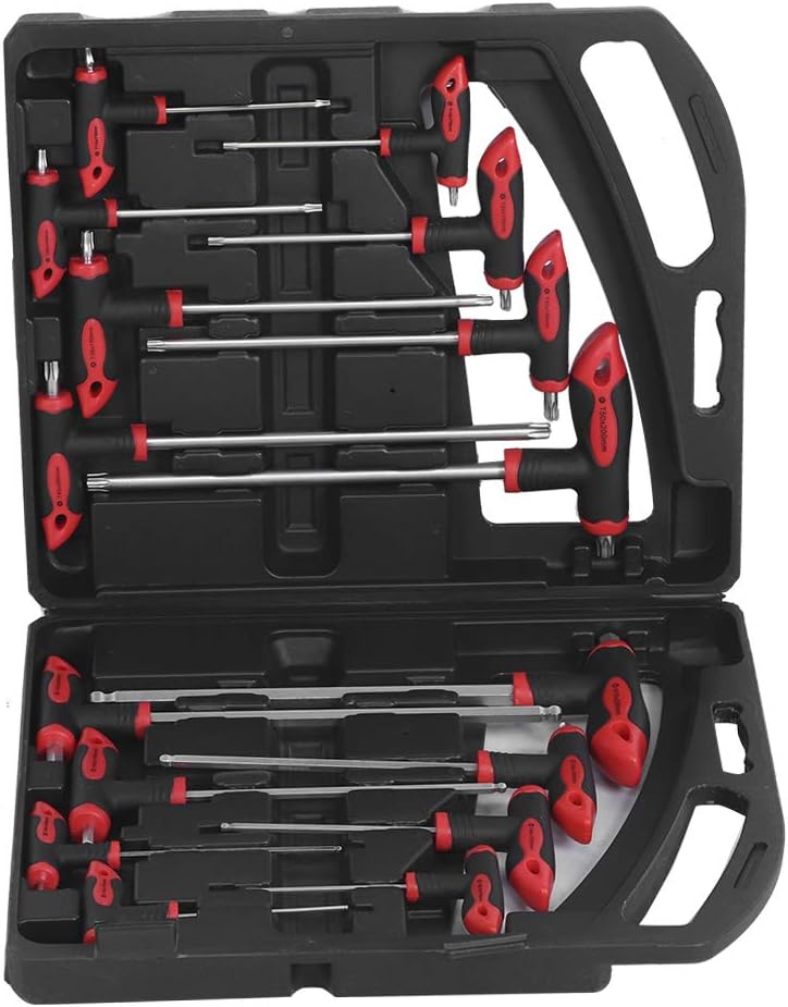 16 pcs T-Handle Hex Wrench Set, Ball End, 75mm-200mm, T10-T50 Q534052