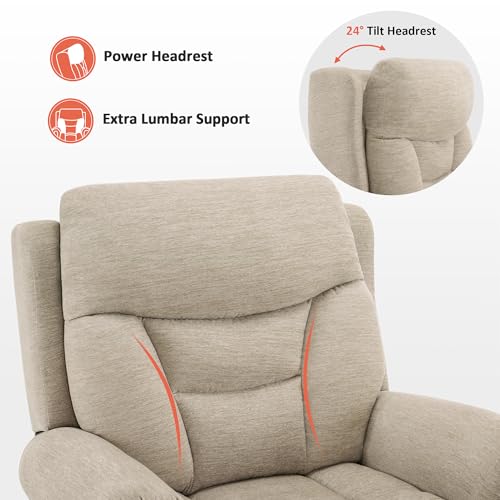 Triple Motor Power Lift Recliner Chair with Massage and Heating, Fabric A1091