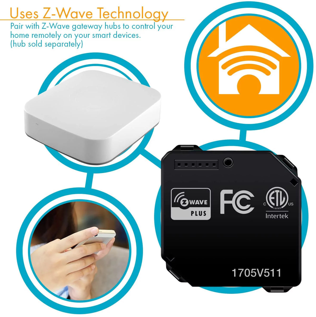 Black Z-Wave Plus Smart Switch Relay B5444