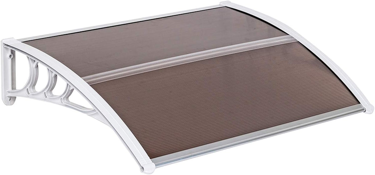 Polycarbonate 40 x 80 White Canopy Black Bracket Patio Door Awning F929