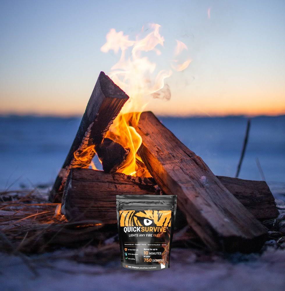 50-Piece Survival Bundle with Fire Starter Canister, Stove, Flint, Paracord & Glove C9903
