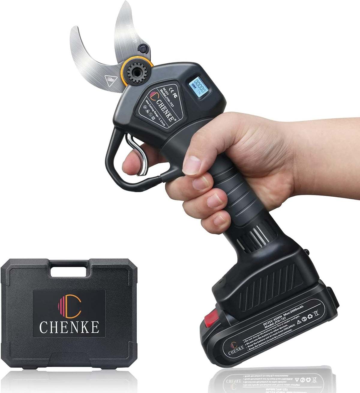 Electric Pruning Shears with 2 Pack Backup Rechargeable 2Ah Lithium Battery 30mm Max Cutting Diameter F963