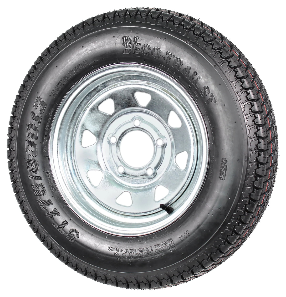13 5 Lug Galvanized Spoke Trailer Tire On Rim V2403