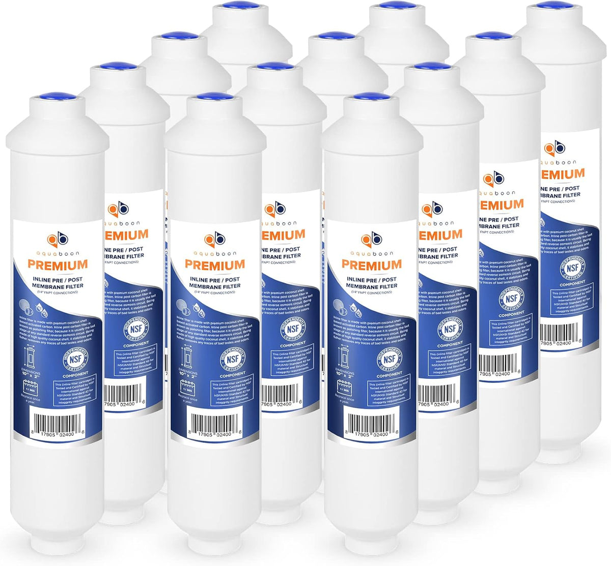 12-Pack Clear Coconut GAC Polishing Water Filter Cartridge for Reverse Osmosis System C901734