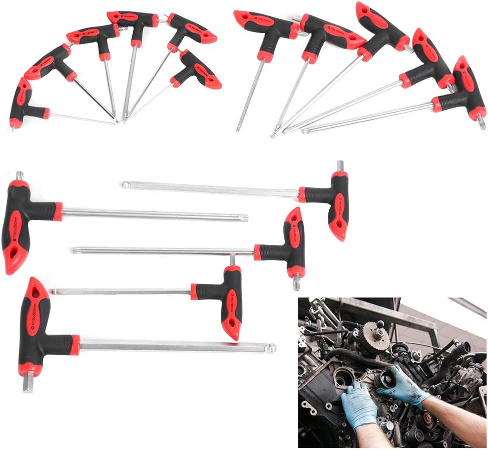 16 pcs T-Handle Hex Wrench Set, Ball End, 75mm-200mm, T10-T50 Q534052