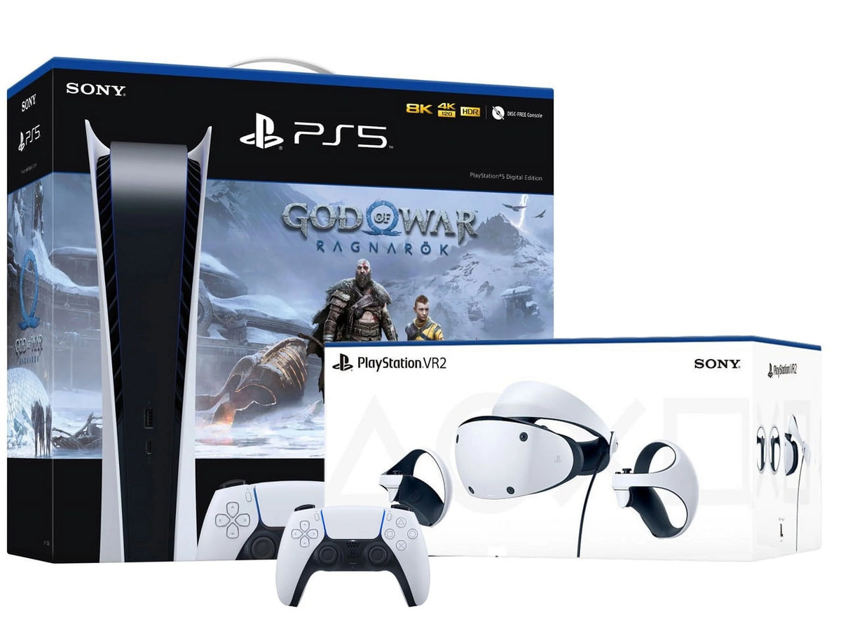 PlayStation VR2 and PS5 Video Game Console Digital Version with White Controller A92986