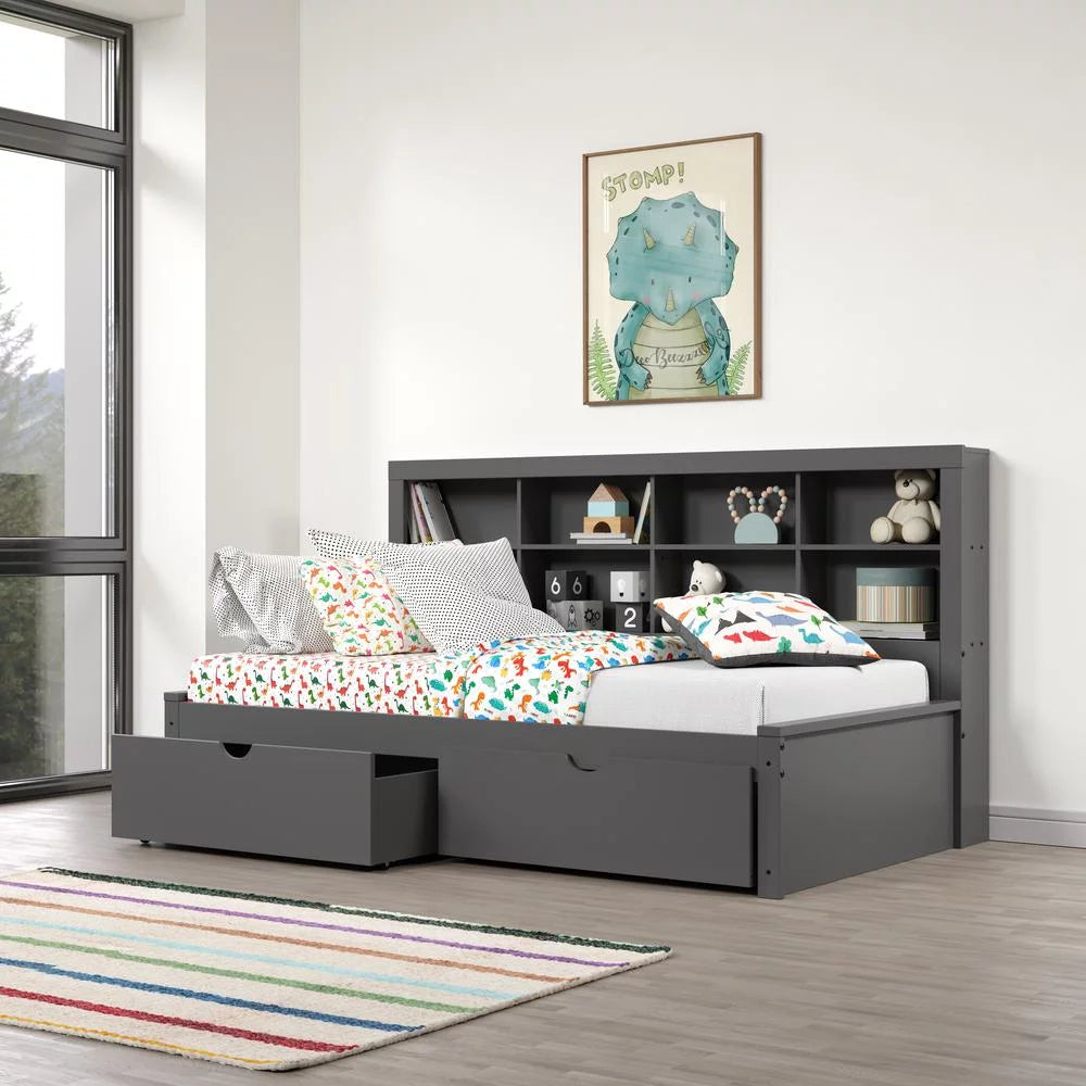 Dark Grey Twin Bookcase Day Bed Z16270