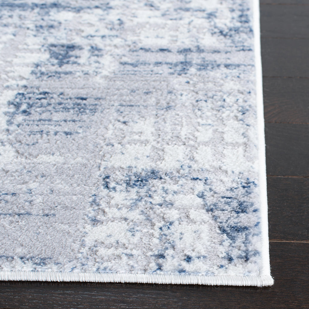 Navy Light Grey Abstract Area Rug 8' x 10' U511