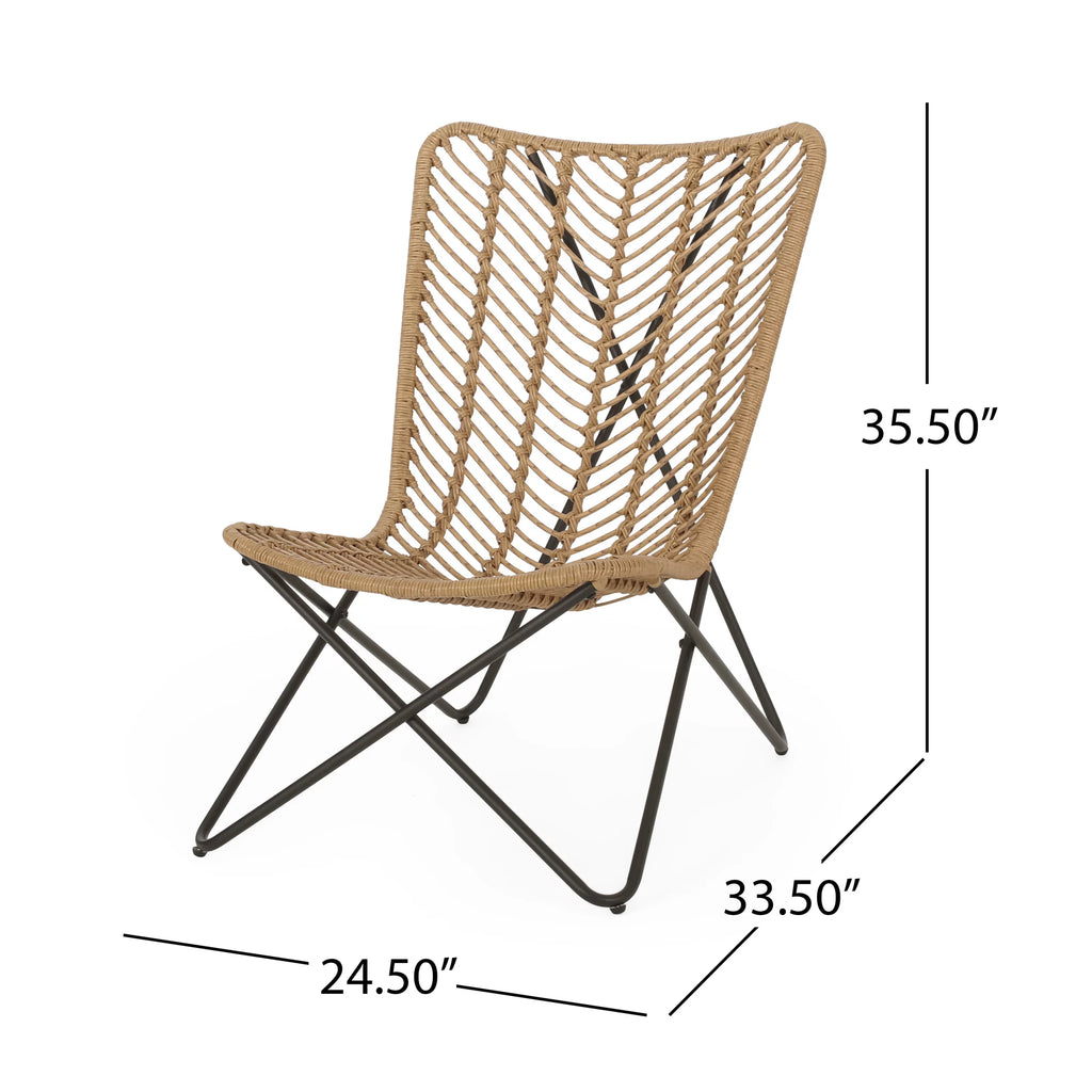 Wicker Outdoor Accent Chairs, Set of 2, Light Brown and Black P211832