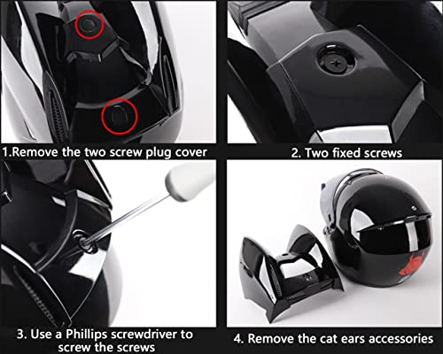 DOT Certified Full Face Motorcycle Helmet with Cat Ears Flip up Visors G477059