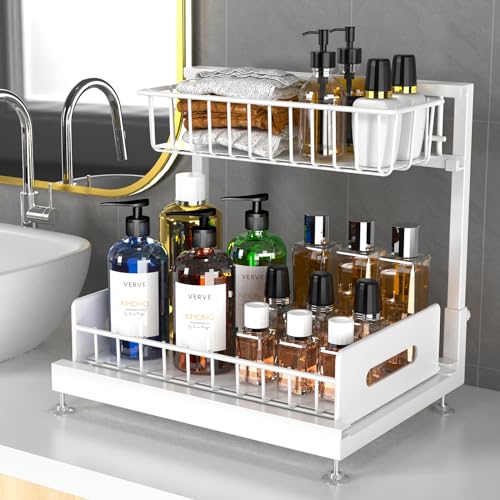 White 2 Tier Pull Out Under Sink Organizer P59753