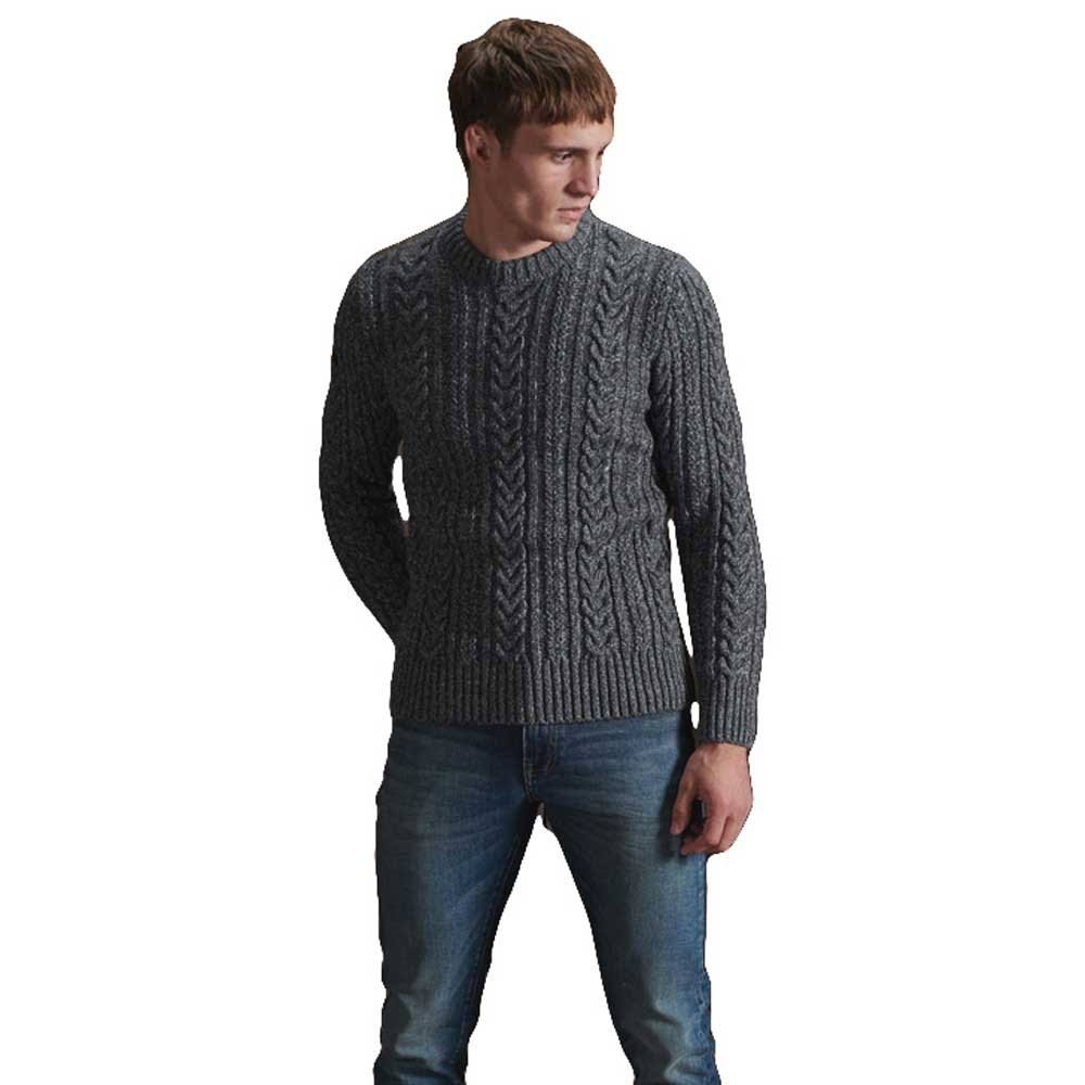 Grey Cable Knit Crew Neck Jumper G814