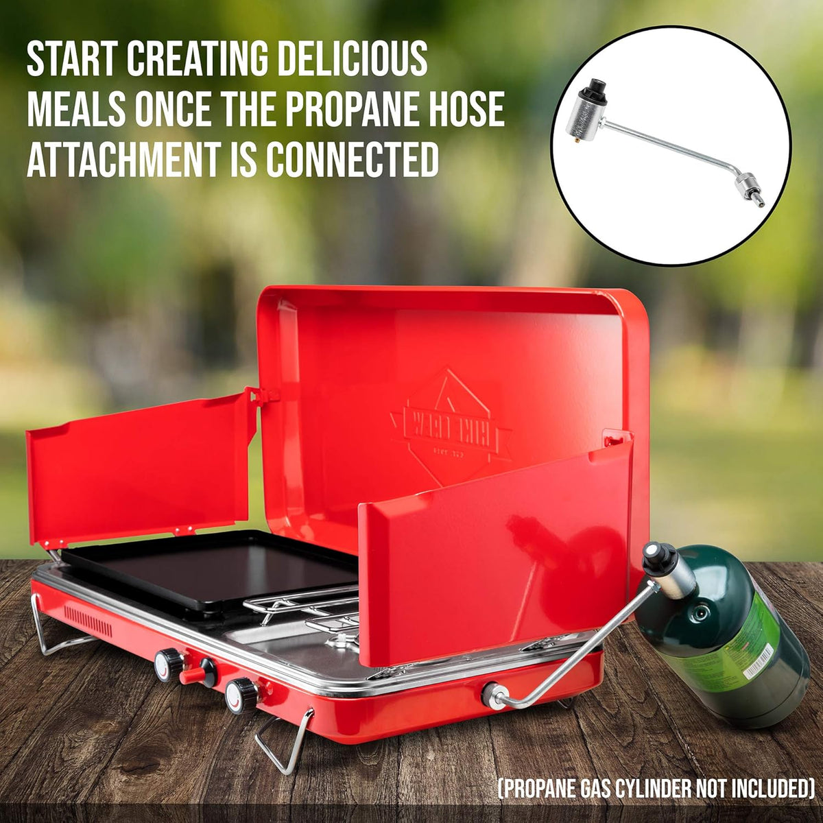 2-in-1 Gas Camping Stove with Integrated Igniter & Stainless Steel Drip Tray R22642