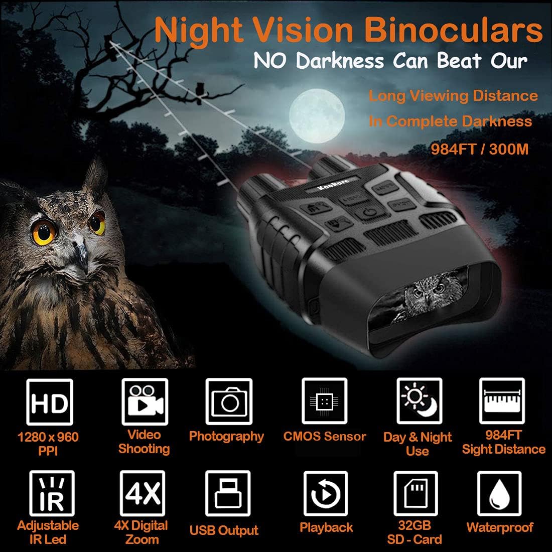 Digital Infrared Night Vision Binoculars with 32G Card U62199