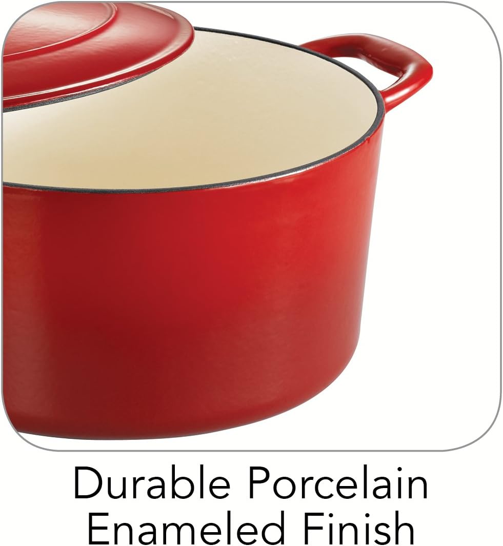 Gradated Red Enameled Cast Iron 6.5-Quart Covered Round Dutch Oven P17418