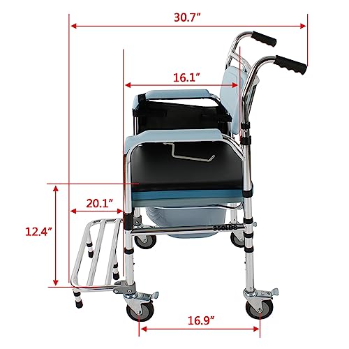 4-in-1 Bedside Commode Chair with Arms & 4 Brakes, Weight Capacity 300lbs A245806