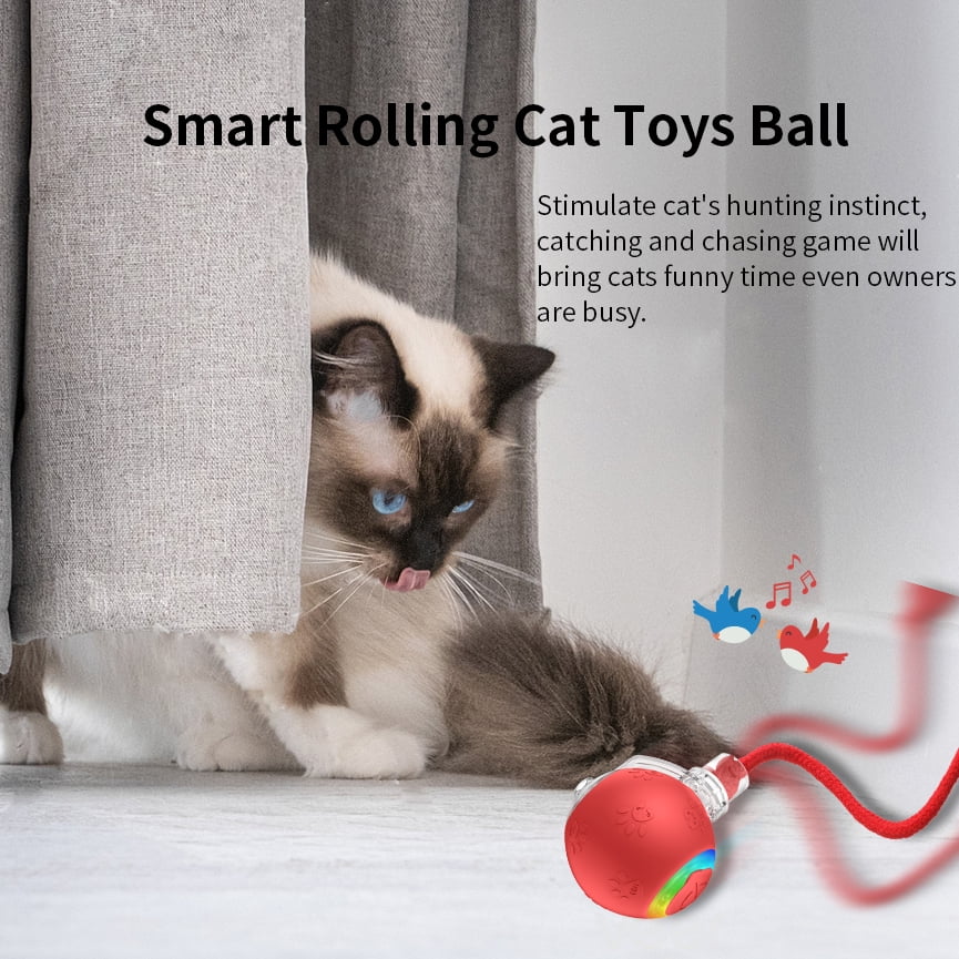 Motion-Activated Rolling Cat Toy with Tail (Yellow) X41142