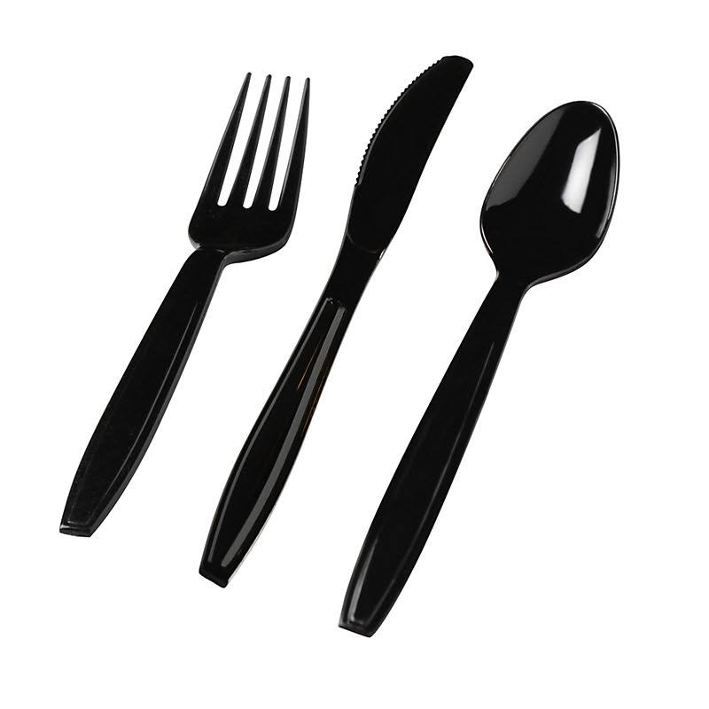 Black Disposable Plastic Cutlery Set W39261