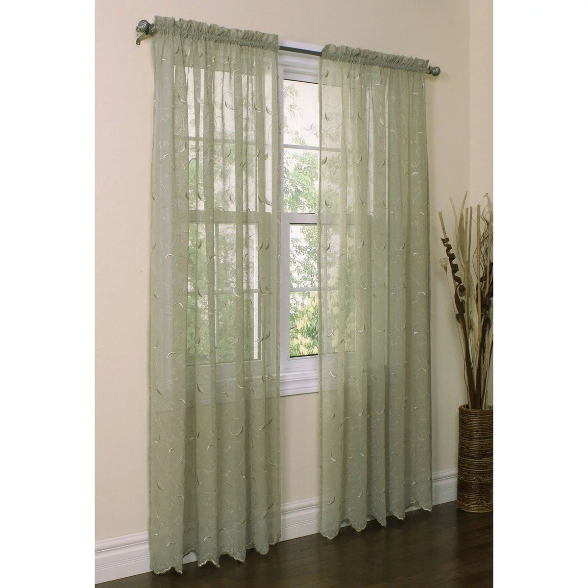 Cream Tailored Sheer Window Panel 54x63" E585999