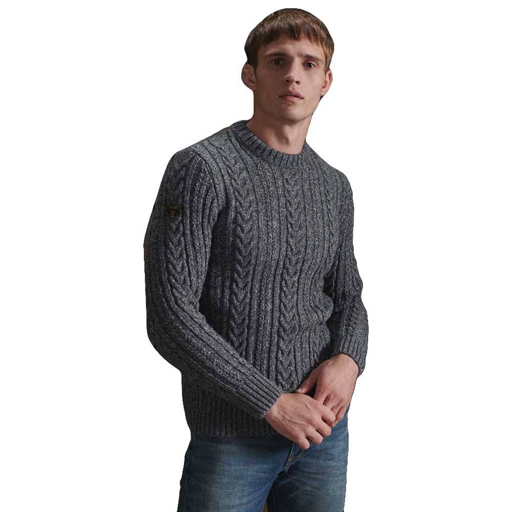 Grey Cable Knit Crew Neck Jumper G814
